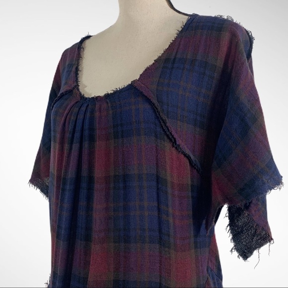 McQ Alexander McQueen Plaid Asymmetric Dress with Raw Hem - Picture 6 of 13